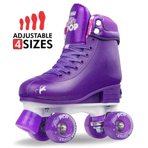 Crazy Skates Glitter Pop Adjustable Roller Skates Purple