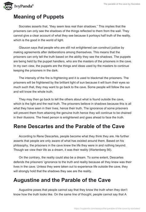 The Parable Of The Cave By Socrates 968 Words Essay Example