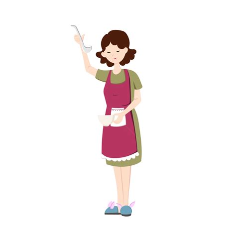 Mother Daughter Cooking Vector Png Images Housewife Cartoon Character