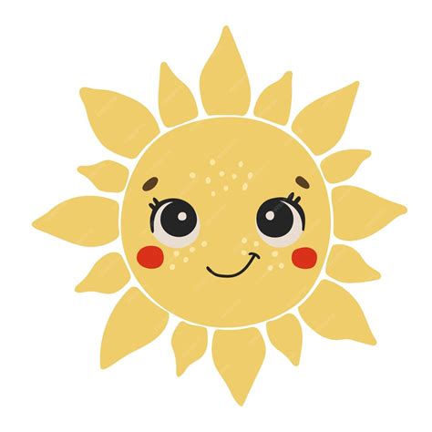 Lindo Personaje De Dibujos Animados De Sol Vector De Sol Feliz Sol De