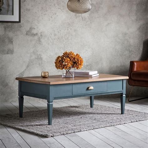 Convenience and comfort meet in a blue ottoman. The Atlantic Range | 1 Drawer Coffee Table | Blue Grey ...
