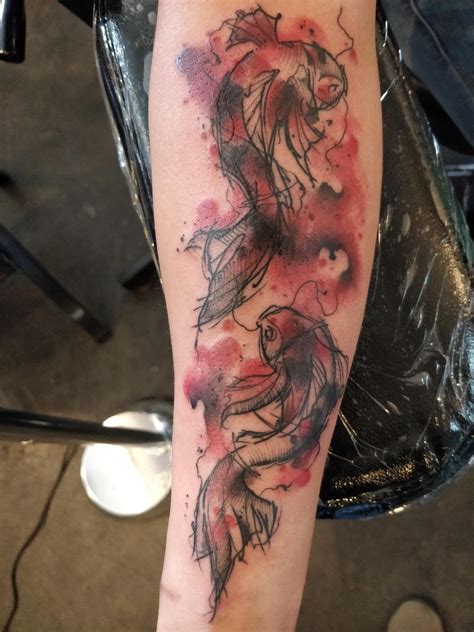 Water Colour Koi Fish By Zachary Bailey New Rose Tattoo Portland Or Coy