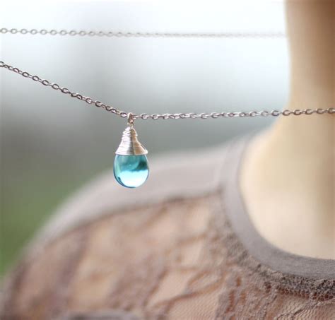 Turquoise Necklace Turquoise Teardrop Necklace Blue Drop