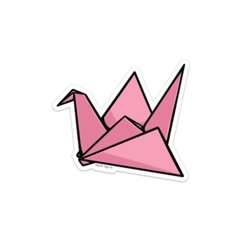 A Pink Origami Bird Sticker On A White Background