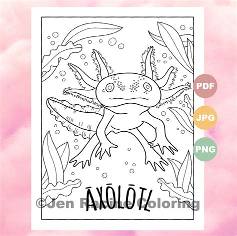 Axolotl Uncommonly Cute Animal Coloring Page Etsy