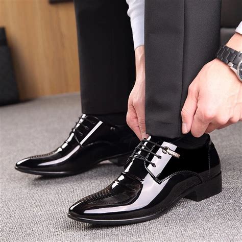 Luxury Leather Brogue Men Formal Dress Shoes Pointed Toe Business