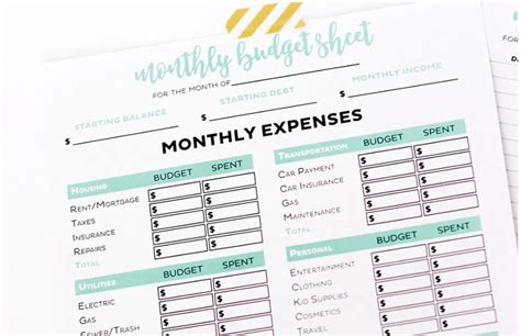 11 Cute Printable Monthly Budget Worksheets Cute And Free 20 Free