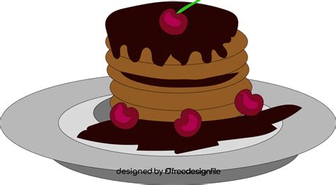 Chocolate Pancake With Cherries Clipart Free Download