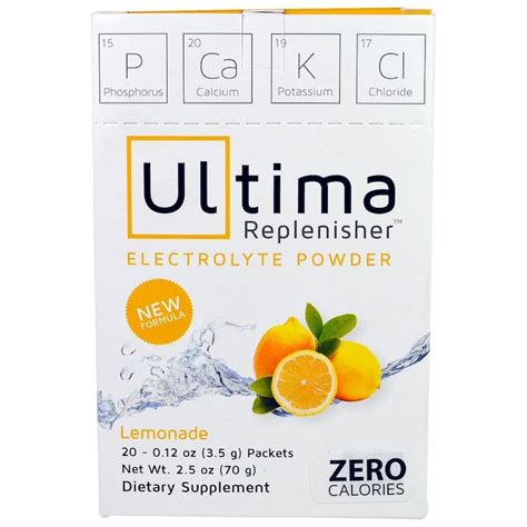 Ultima Replenisher Electrolyte Powder Lemonade 20 Packets 012 Oz