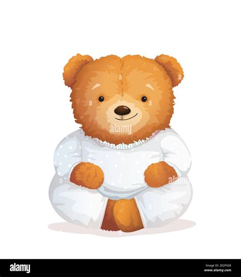 Cute Teddy Bear Relaxing In Pajamas Soft Toy Stock Vector Image And Art