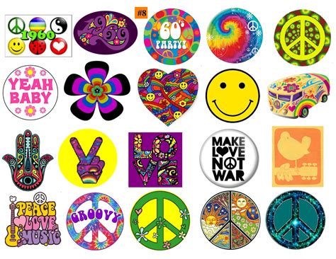 60s Hippie Paper Stickers 20 Self Adhesive Stickers Per Etsy