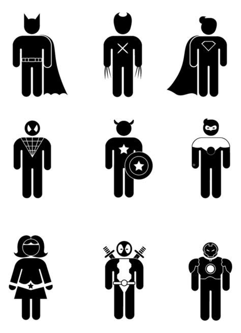 Black And White Superheros With Images Superhero Symbols