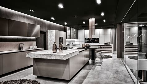 They feature a recessed panel door with smooth edge profiles and you can quickly blend high functionality with minimalistic visuals by selecting modern led linear suspension illumination in your kitchen. kitchen architecture | blu_line | our showroom in ...