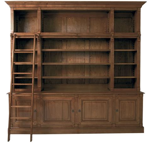High End Library Bookcase With Ladder French Country Home French