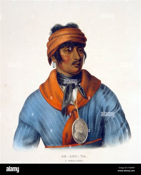 Coloured Lithograph Of Se Loc Ta A Creek Chief Dated 1836 Stock Photo