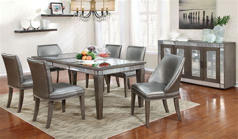 Dark gray dining room interior, poster on wall. Sturgis CM3352T Dining Table in Dark Grey w/Options