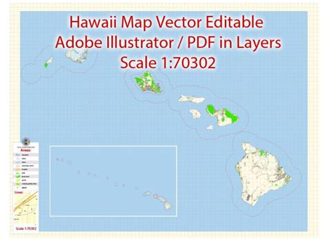 Honolulu Oahu Hawaii Us Pdf Vector Map City Plan Low Detailed For