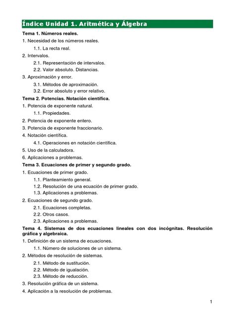 Temario de Matemáticas Unidad 1.pdf | Exponenciación | Fracción