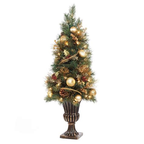 These beautiful hanging lights create an understated holiday tree look. Home Accents Holiday 4 ft. Gold Artificial Christmas Porch ...