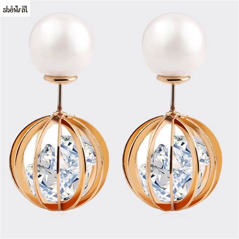 Pearl Double Sided Earring Stud Women Ball Earrings Candy Earrings 2018