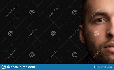 Half Face Portrait Of Handsome Caucasian Man Stock Photo Image Of