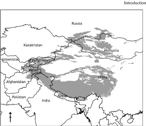 Map Of Central Asia Shaded Area Represents Global Snow Leopard