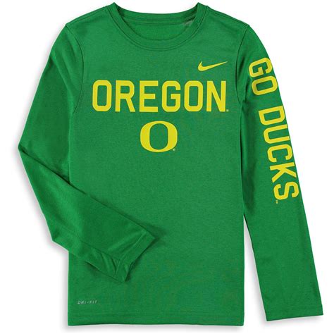Nike Oregon Ducks Youth Green Legend Long Sleeve Performance T Shirt