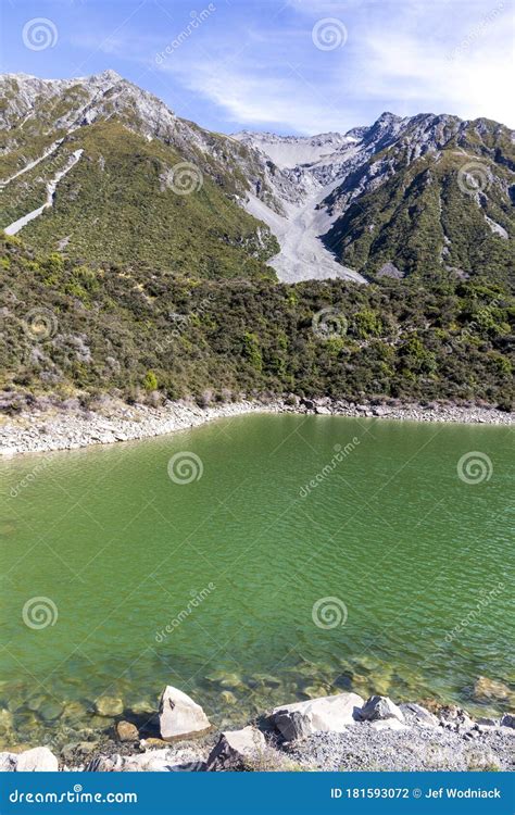 Blue Lake Near Tasman Glacier In New Zealand Stock Photo Image Of