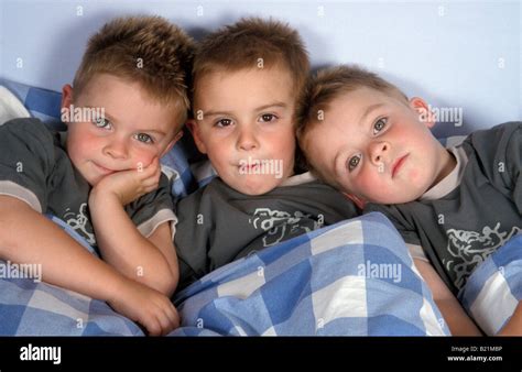 Portrait Little Boy Triplets Stock Photo Alamy