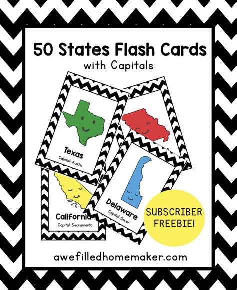 States And Capitals Flashcards Printable
