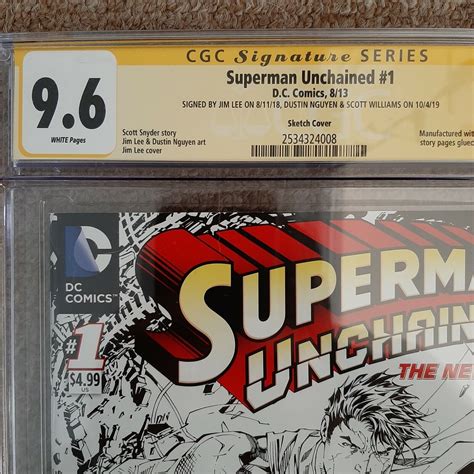 Superman Unchained 1 August 2013 Dc Lee Sketch Cover Variant Sign