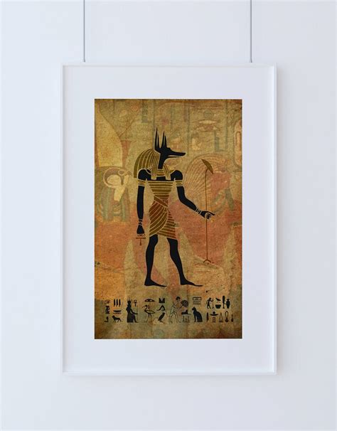 egyptian anubis print vintage ancient egypt decor ocean wall etsy