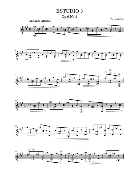 12 Etudes Op6 Fernando Sor Sheet Music For Guitar Solo