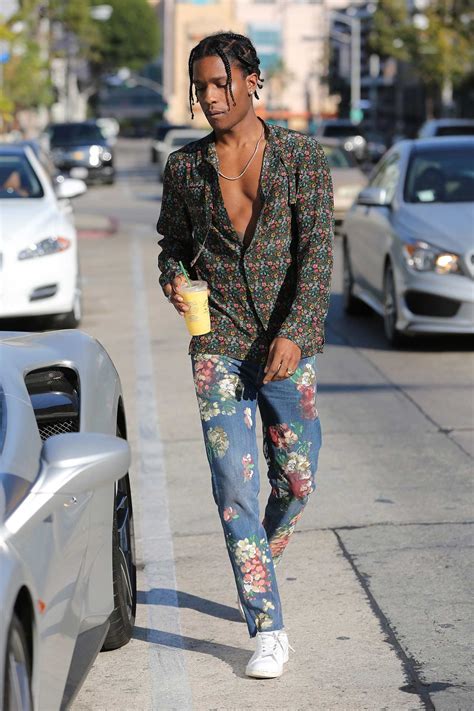 Asap Rocky Wears Gucci Floral Painted Jeans The Jeans Blog