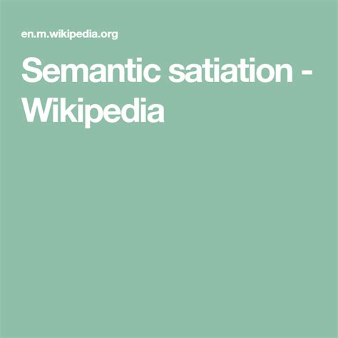 Semantic Satiation Wikipedia Semantic Satiation Wikipedia Words