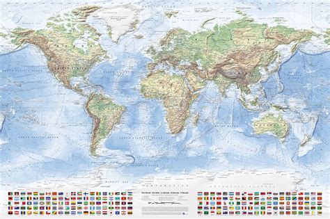 Beanbone Physical World Map With Flags Size 120x80 Cm English