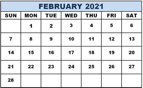 February Downloadable Free Printable 2021 Calendar With Holidays