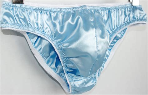Lt Blue Adult Sissy Low Rise Bikiny Satin Panties Custom Made Specially Made For Men Double