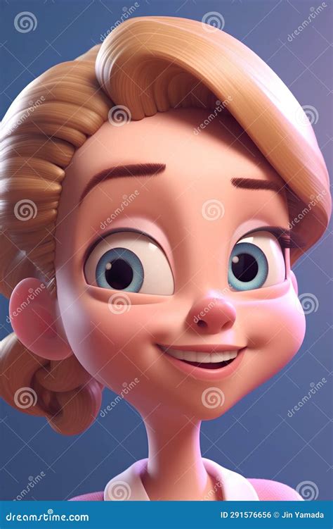 cute cartoon girl with blond hair and blue eyes 3d rendering stock illustration illustration