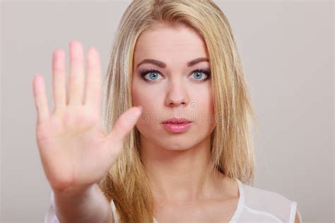 Girl Showing Stop Hand Sign Gesture Stock Image Image Of Closeup Prohibition 65848271