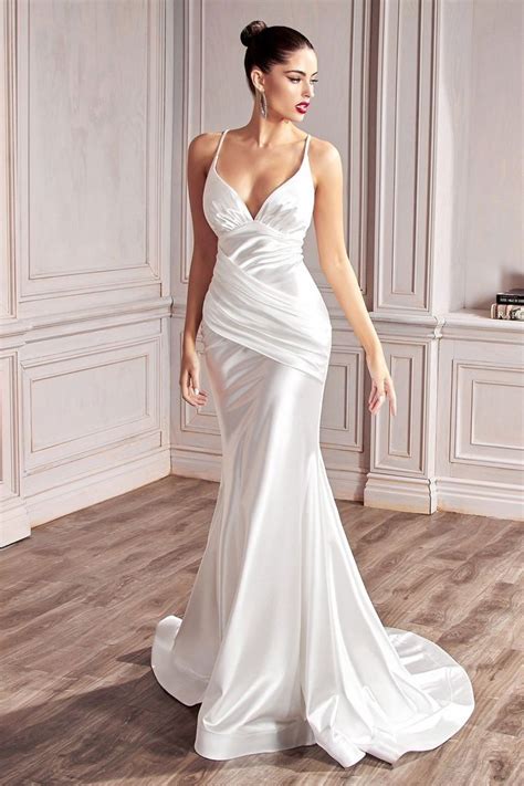 Cinderella Divine Ch W Bridal Gowns Mermaid Simple Wedding Gowns Satin Wedding Gown
