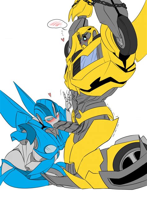 Rule 34 Blush Blushing Bondage Bound Arms Bumblebee Bumblebee Transformers Chained Chains