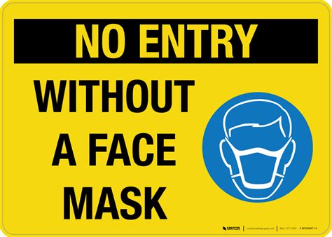 No Entry Without A Face Mask Landscape Wall Sign
