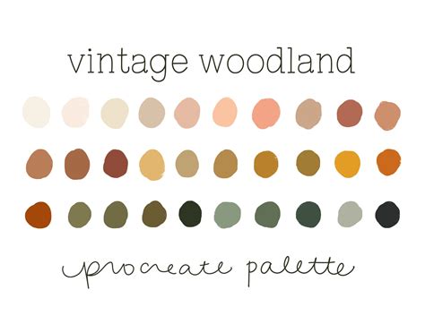 Vintage Woodland Procreate Color Palette Procreate Palette Etsy