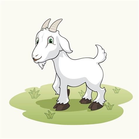 Cute Cartoon Goat On The Grass 2363123 Vector Art At Vecteezy