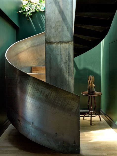 Beautiful Interiors With Steel Spiral Staircase Focal Points