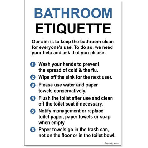 Bathroom Etiquette 12 X 8 Sign Bathroom Etiquette Bathroom Rules