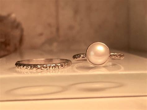 Handmade Pearl Ring Pearl Promise Ring Solitare Pearl Etsy
