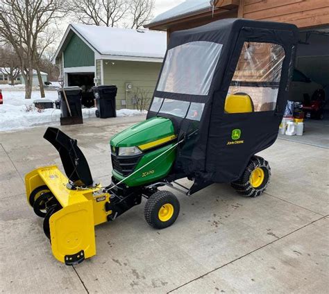2019 John Deere X370 Garden Tractor With Cab Snow Blower And 42 Deck