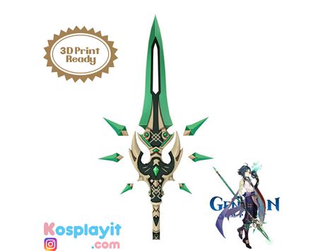 Stl File Genshin Impact Primordial Jade Winged Spear Digital 3d Model